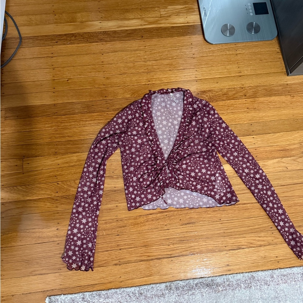 Free People Burgendy Star Top